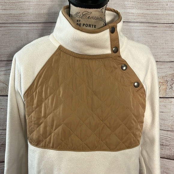 J Crew Factory Quilted Button Neck Sherpa Tunic Top Size Small Faux Fur - Picture 4 of 13